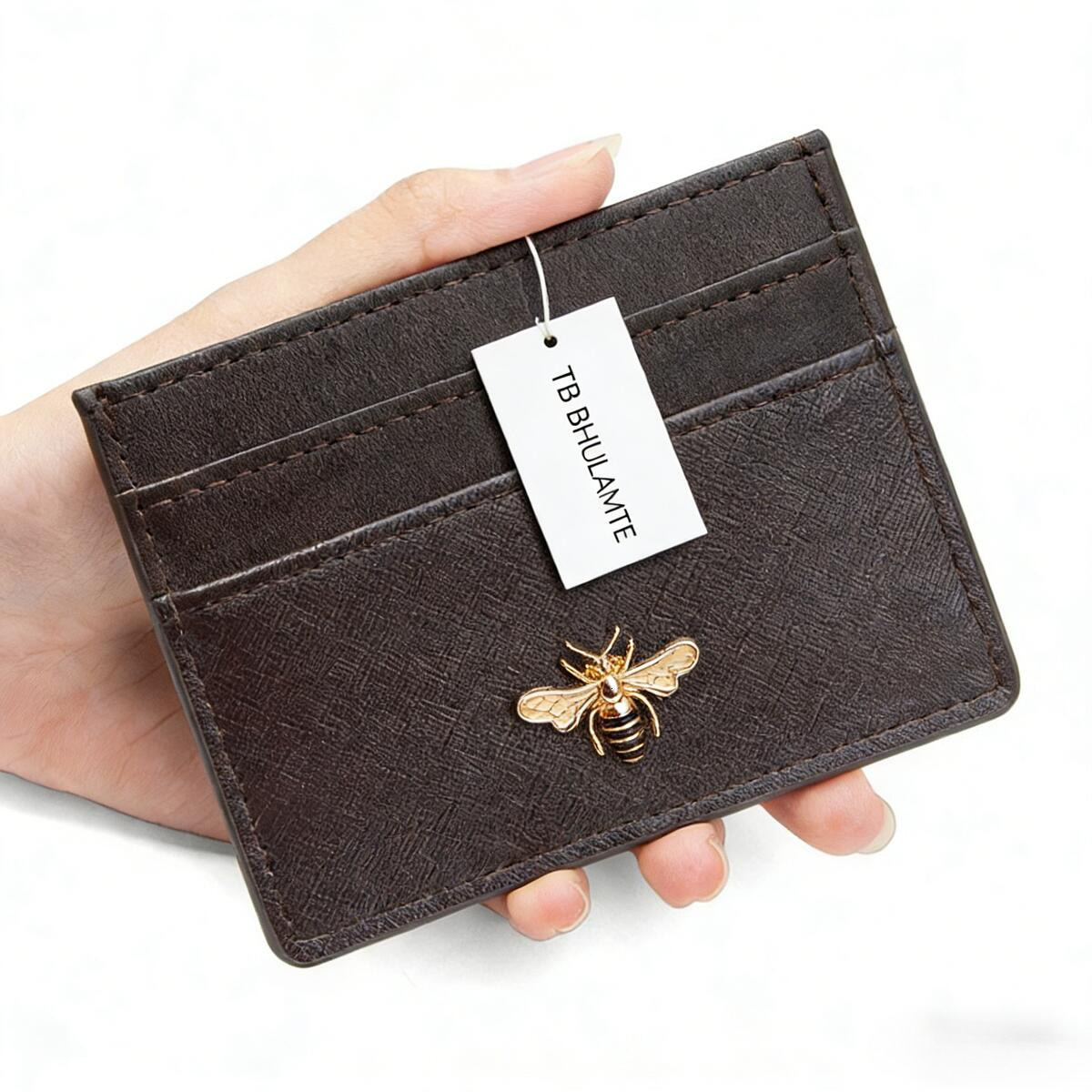 TB BHULAMTE Luxury Brand Designer Bag European And American Style Little Bee Card Holder Insert Card Suitable For Bank Cards ID Card Holder Unisex Lea