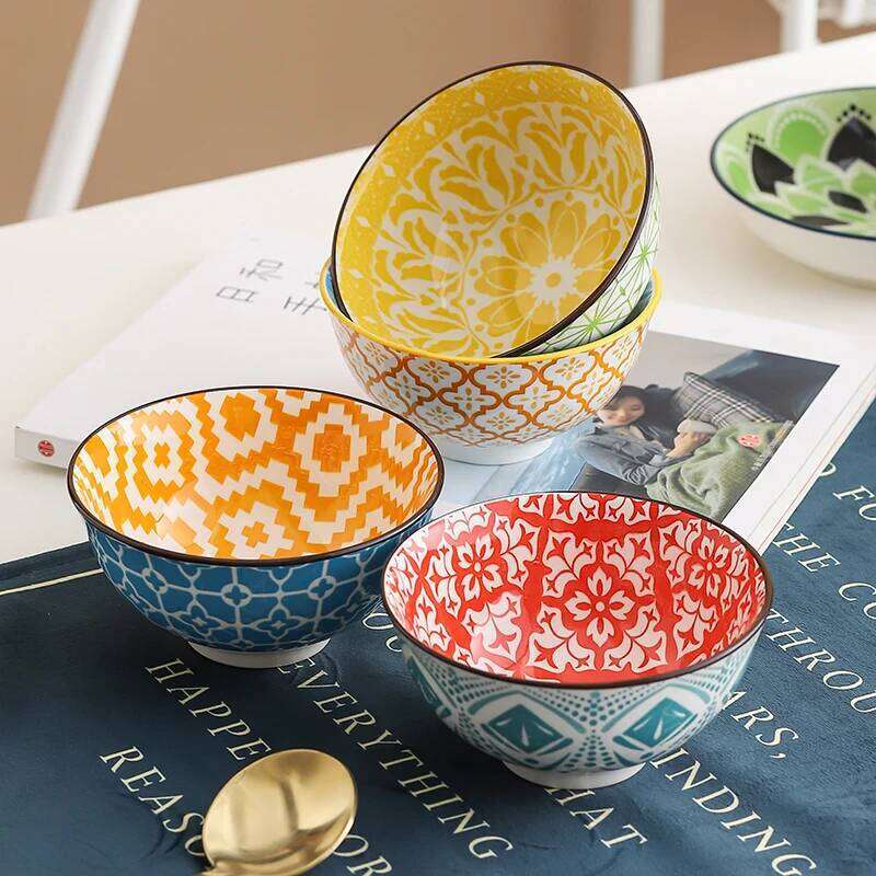 Bohemian Ceramic Bowl Set - Salad, Dessert, Soup, Fruit, Appetizer Snack Nut Bowls, Dishwasher & Microwave Safe