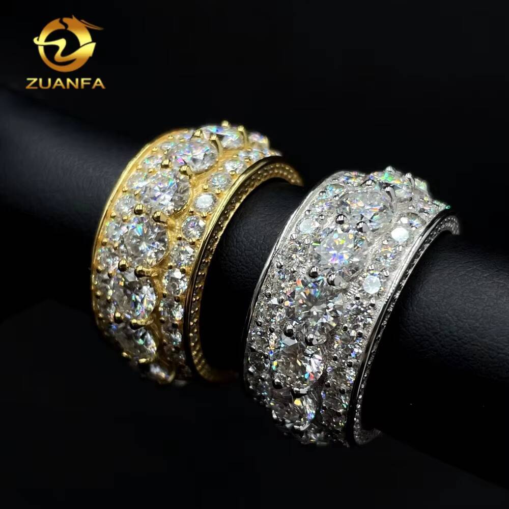 Pass Diamond Tester Drop Shipping Fine Jewelry Iced Out Men Eternity Ring Real 925 Sterling Silver Hip Hop Moissanite Ring