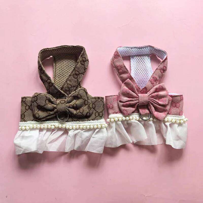 New Design Luxury Cut Pet Harness Small Medium-Sized Dog Chest And Back Sweet Bow Vest Puppy Clothing Cat Skirt Dogs Clothes