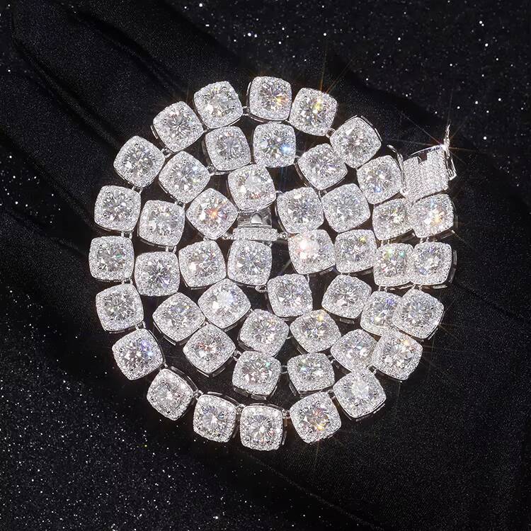Large Size Moissanite Big Tennis Chain 8mm 12mm 925 Sterling Silver Cuban Link Chain Mens VVS Diamond Necklace