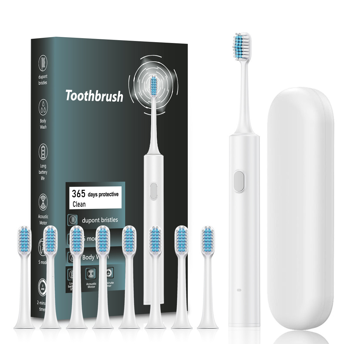 Electric Toothbrush with 8 Brush Heads 4 Modes 3 Adjustable Speeds for Adults Rechargeable Toothbrush 250424