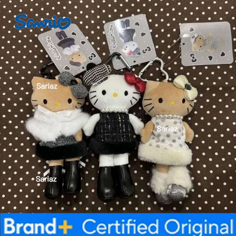 Sanrio NEW Cute Long-legged dark skin lady Plush toy Keychains Winter Wrap Kitty cat Small Pendant Anime Plushie Doll Gift H260105