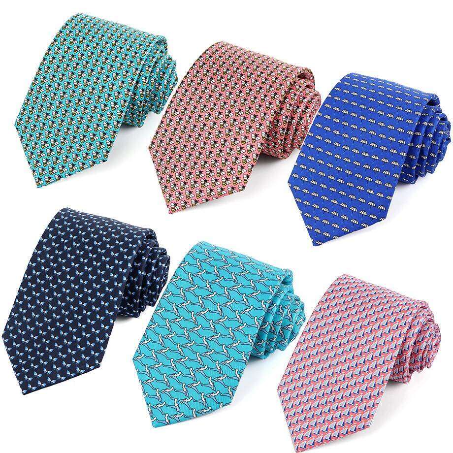 Tailor Smith 100% Silk Ties For Men Fashion Necktie With Bee butterfly sailboat Animal Pattern Tie Father's Day Birthday Holida 26Y0122