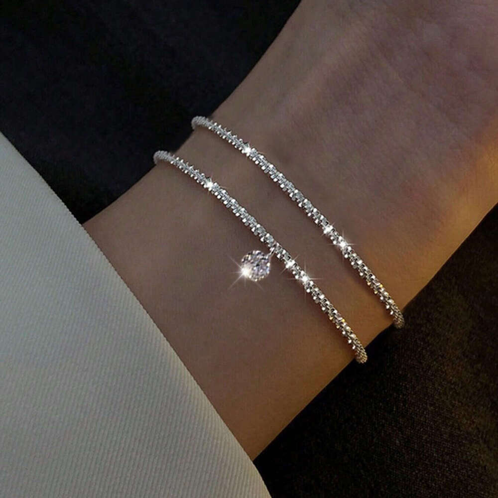 Bracelets for Women Gold Bracelet Set Niche High End Sparkling Simple Ins Style Two Piece Jewelry