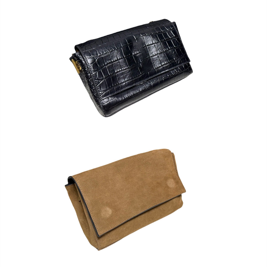 Brand Designer Woman Suede and Leather Reticule Fashion Shoulder Bag Handbags for Girls 2 sides to use