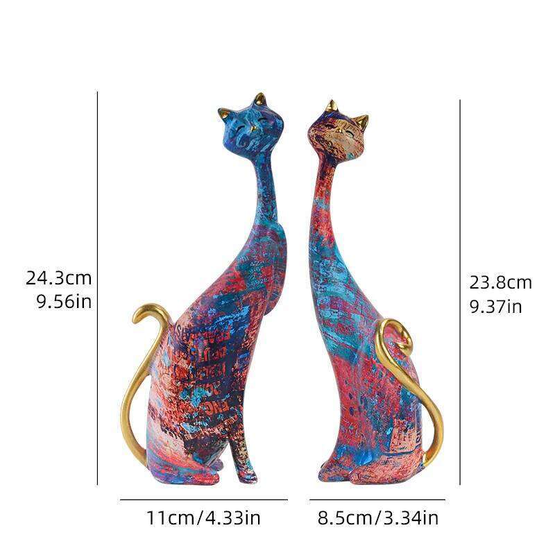 Nordic Creative Oil Painting Cat Decorative Ornament Resin Art Decor Home Bedroom Living Room Decoration Sculpture 26H0122