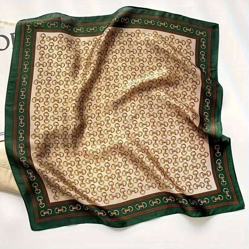 Elegant Ladies Satin Square Fashionable Green Round Scarf Soft Woven Fashion Accessory Versatile Neck Wrap
