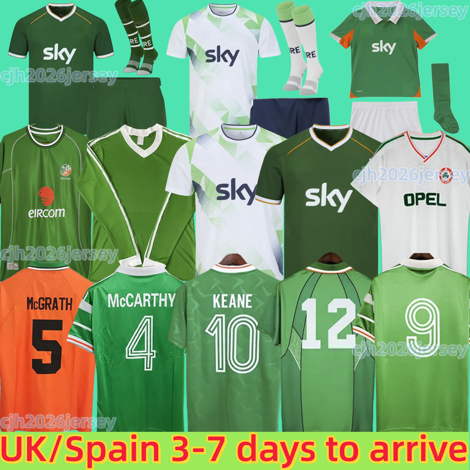 24 25 26 Ireland Home Green Soccer Jerseys Kit DOHERTY DUFFY St.Patrick's Day 2025 White Tops Tee Egan BRADY KEANE Hendrick McClean Football Shirt Men Kids FERGUSON