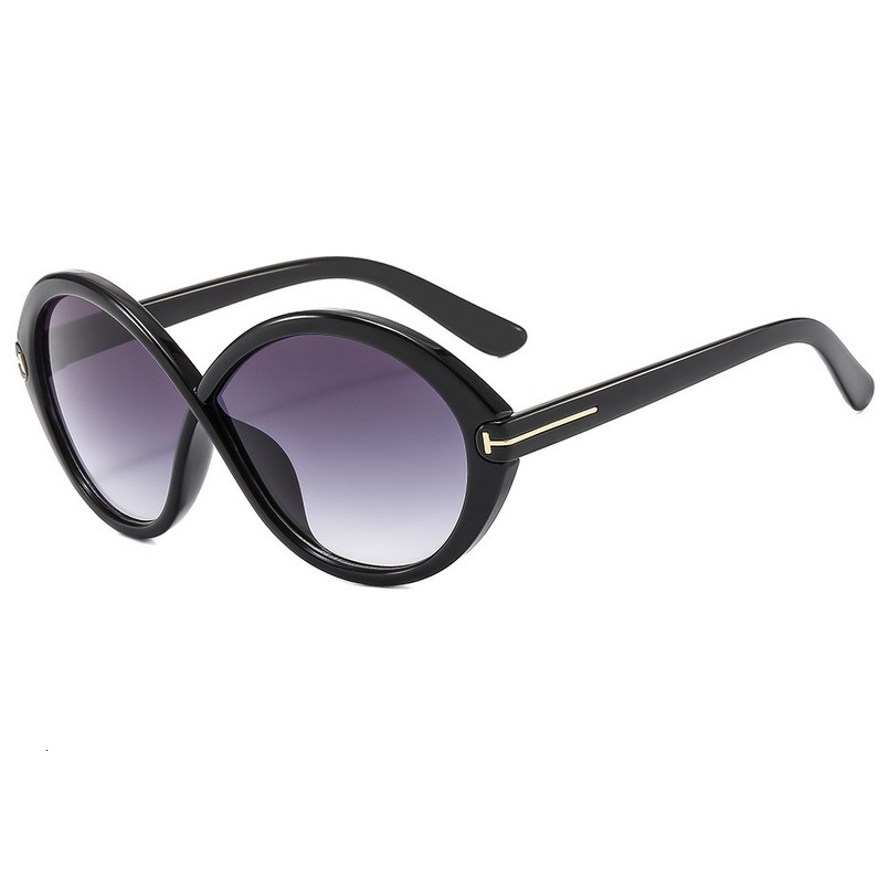 Temu Cross-Border Letter T Oval Large Frame Women's Sunglasses High-End European and American INS Style Internet Celebrity Glasses Men