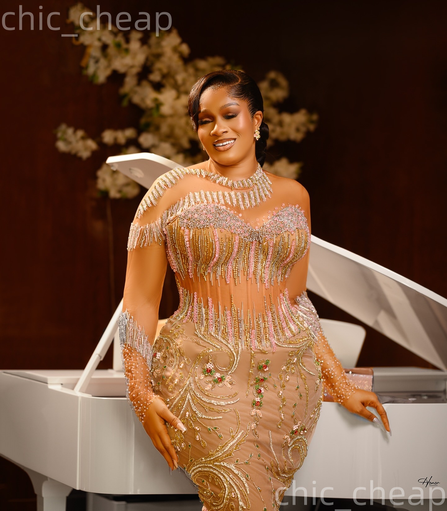 Aso Ebi 2026 Champagne Mermaid Prom Dresses Crystals Lace Beaded Illusion Evening Formal Party Second Birthday Engagement Gowns Dress For Special Occa