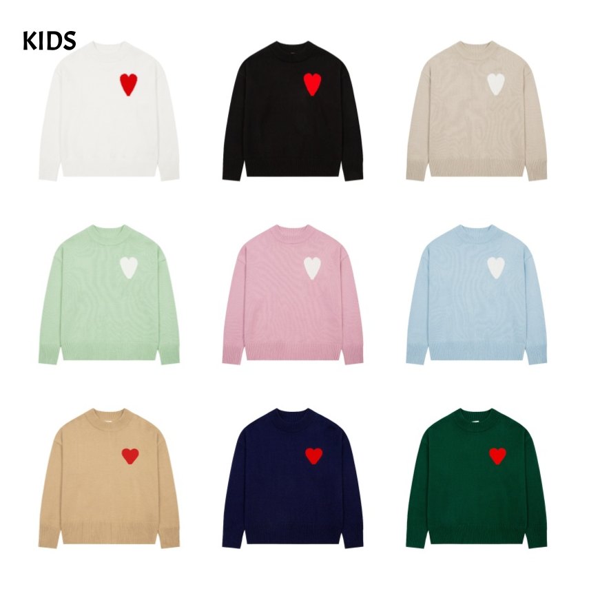 Kids amis sweater Designer boys Jumper knitted Sweats girls Heart Sweatshirts Children Knit Clothes France Youth 156-170cm Tall Oversize Teens Tops 001