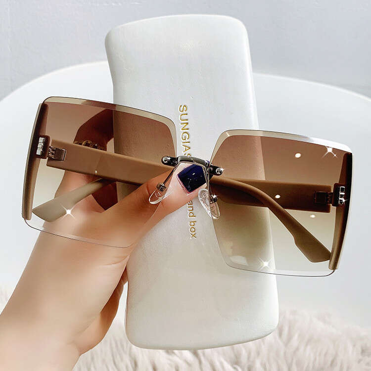 highend square rimless edged womens sunglasses internet celebrity personality fashion glasses for women