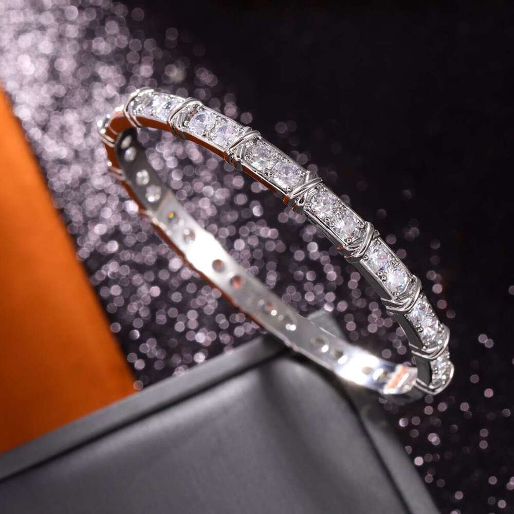 European and American Designer jewerly Starry Sky High-End Simple Fashion Row Diamond Full Zircon Classic X Women's Bracelet Direct from Manufact