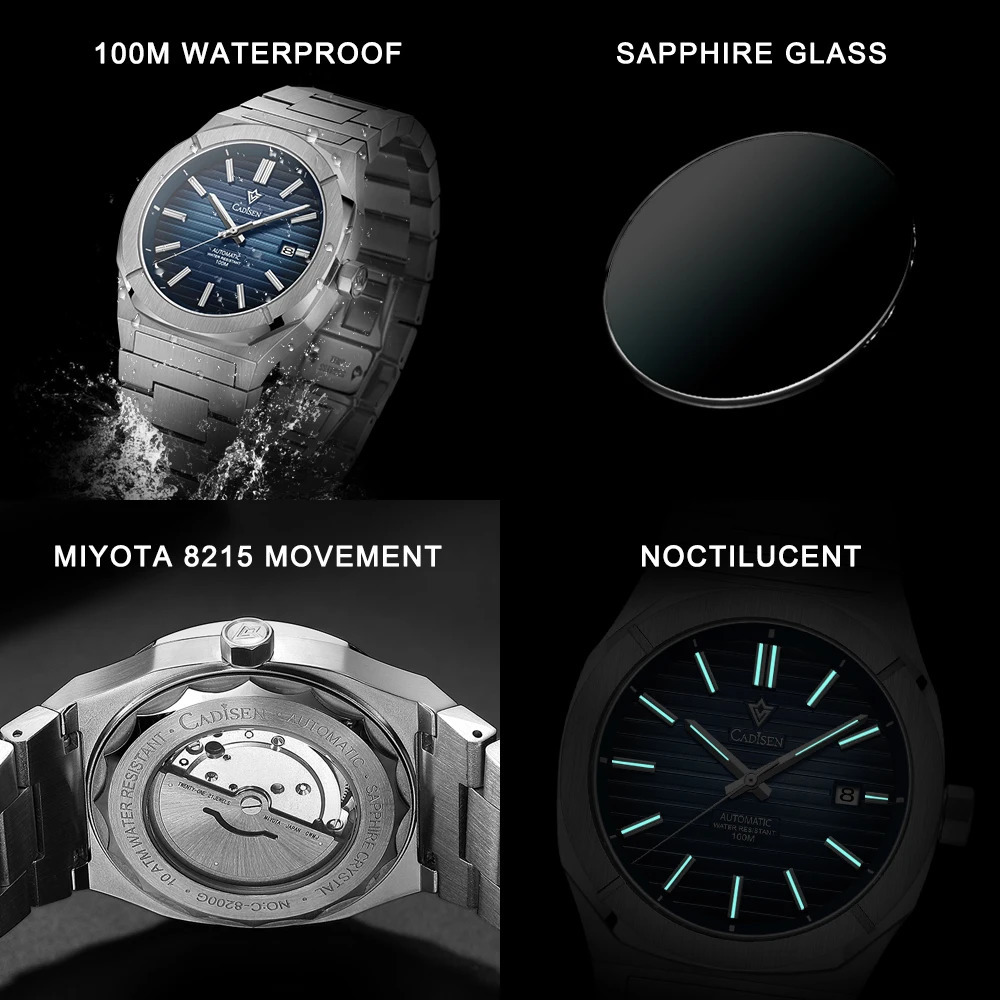 CADISEN Diver Watch Sapphire MIYOTA 8215 German Men Automatic Mechanical Watches Waterproof Luminous Wristwatch 260114