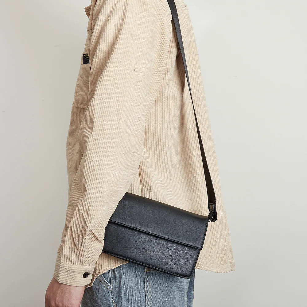 Leather Black Messenger Bag for Men Bags Casual Man Crossbody Bag er Male Bag Business Sling Pack Shoulder Bag 260121