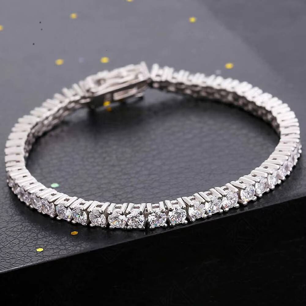 Trendy Jewelry Pass Diamond Tester VVS S925 Sterling Silver 2mm -4mm Chain Moissanite Tennis Bracelet for Men and Women