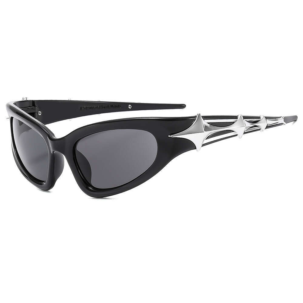 With Design Box 2026 High-End Outdoor UV Protection Cool Future Tech Style Four-Pointed Star Sunglasses Dainty Free gift