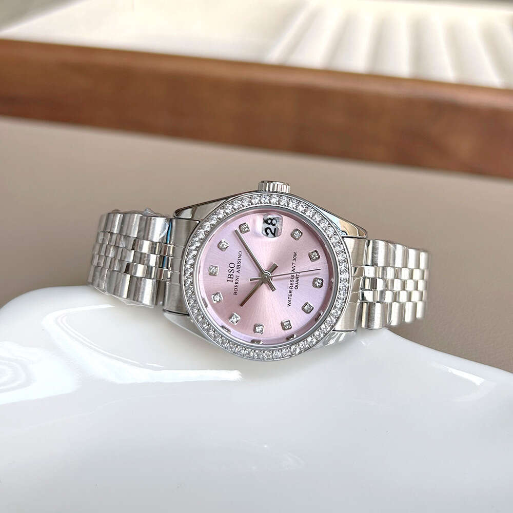 With Box New Steel Dainty Band Watch with Diamonds Large Dial Calendar Design Cool and Elegant Women's Watch Free gift