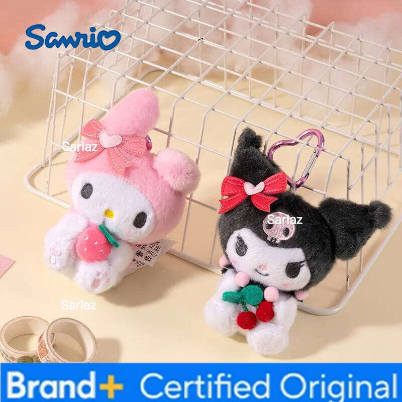 Sanrio 12cm Genuin My Melody Kuromi Cinnamoroll Kt Cat Plush Toy Anime Stuffed Animals Keychains Small Pendant Backpack Hangings H260105