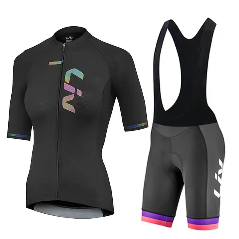 LIV Womens cycling clothes summer road cycling jerseys cycling bibs breathable quick drying clothes cycling shirts 260121