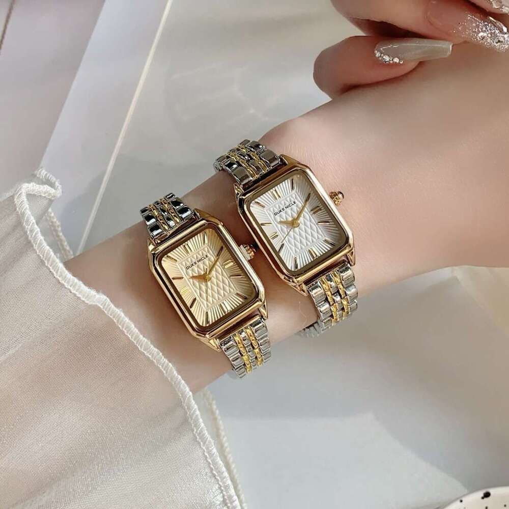 Dainty With Box Square for Women Daily Commute Steel Band Small Gold Watch Quartz Design Wristwatch Vintage Style Free gift