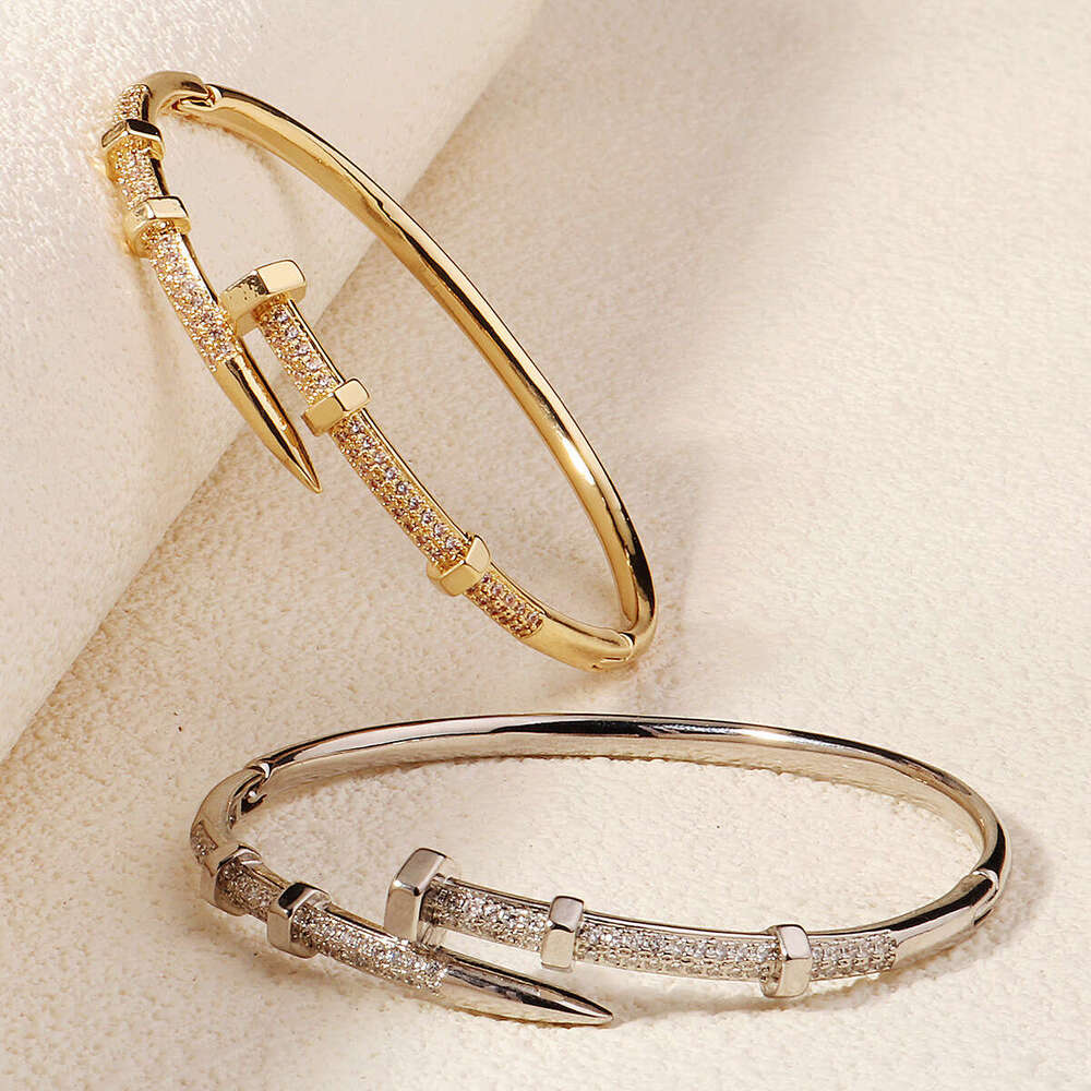 European and American Niche Jewelry High-End Luxury Zircon Wedding Evening Party Accessories Diamond-Studded Open Cuff Bracelet
