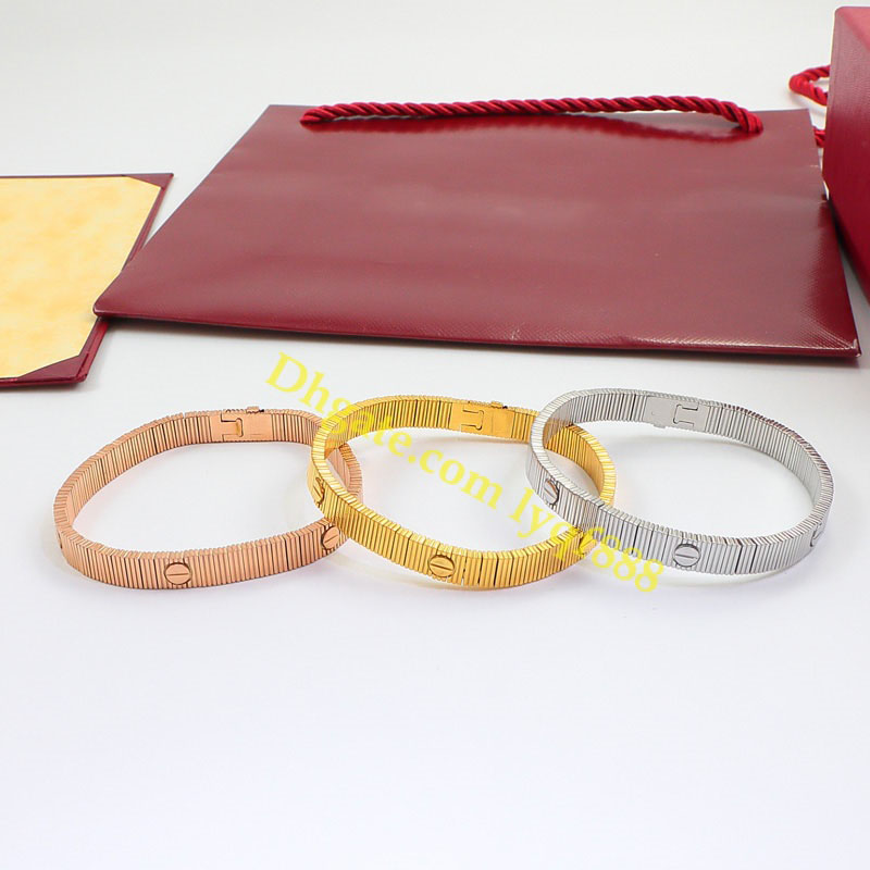 luxury Bangle Luxury Flexible Wrist Band Bangle Love Have No Limits Screw Love Stripes Bracelet for Women Men Jewelry Gifts lyqf888