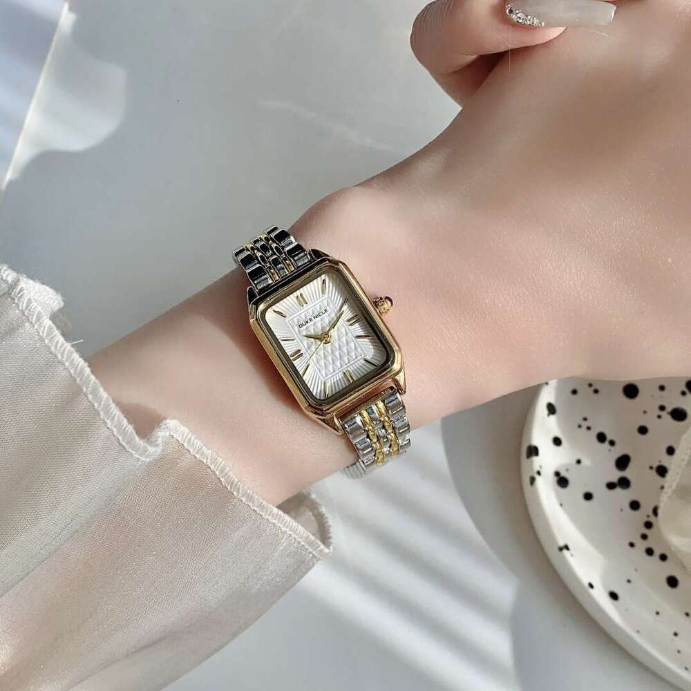 Dainty With Box Square for Women Daily Commute Steel Band Small Gold Watch Quartz Design Wristwatch Vintage Style Free gift
