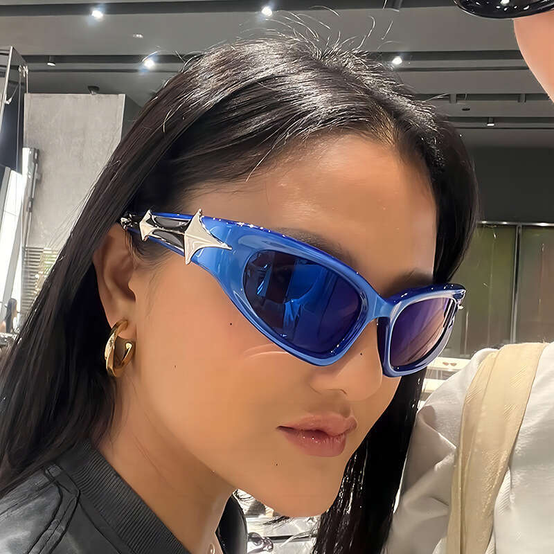 With Design Box 2026 High-End Outdoor UV Protection Cool Future Tech Style Four-Pointed Star Sunglasses Dainty Free gift