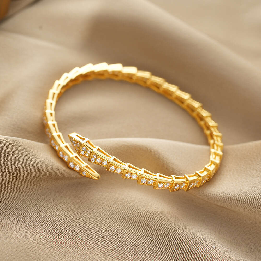 Versatile European and American Style Cross-Border Snake-Shaped Open Simple Niche Trendy Bracelet Starry Sky Inlaid with Diamonds Fashionable High-End