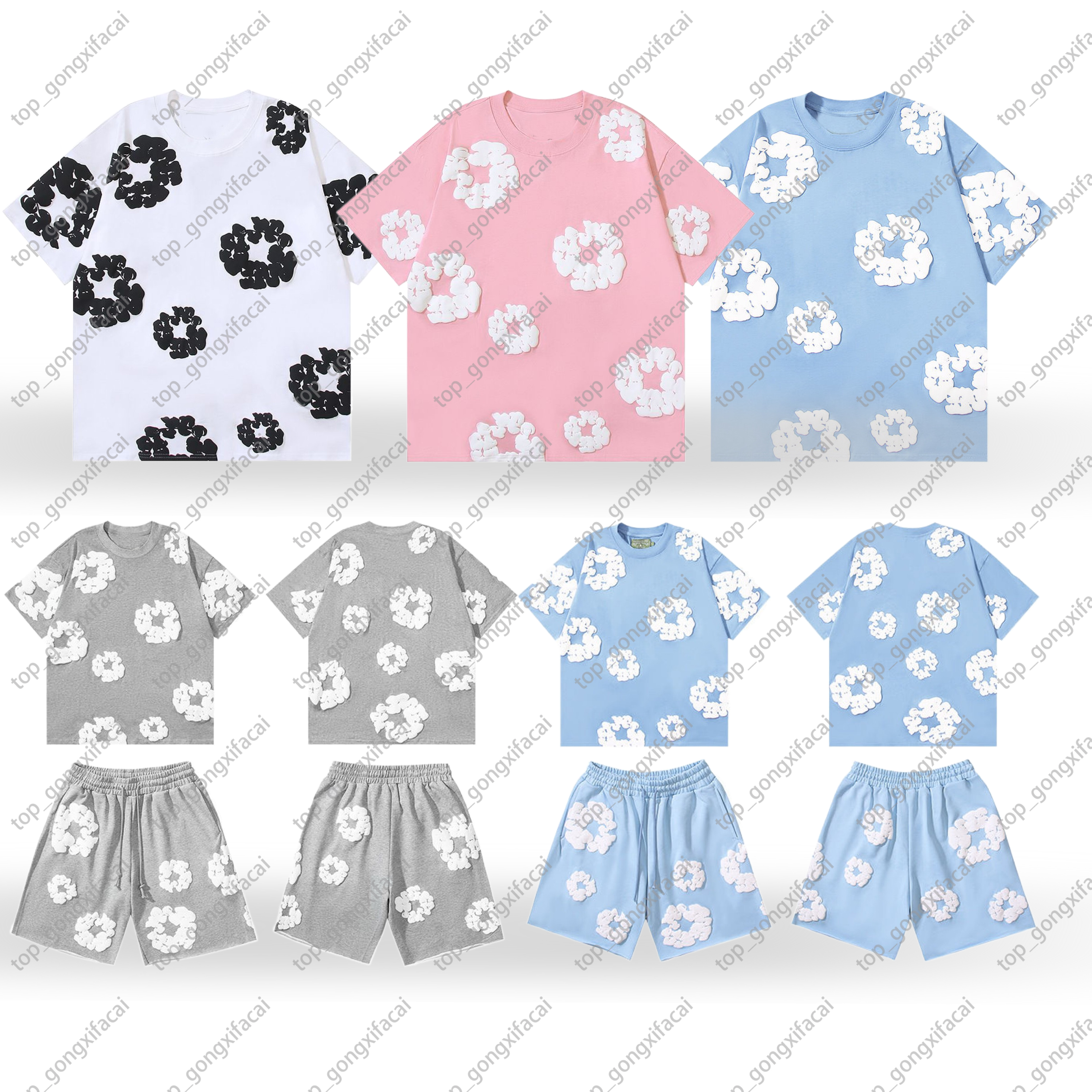 Mens Puff Print Flower Tracksuit 2 Piece Set Oversized Short Sleeve T Shirt and Shorts Summer Casual Streetwear for Men shorts