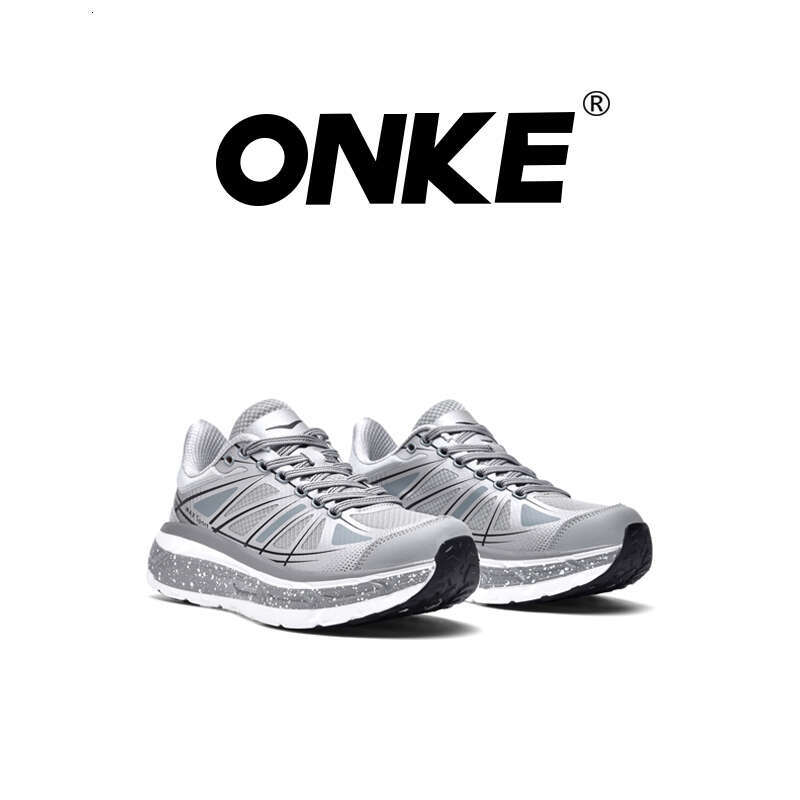 ONKE Hot Running Shock-Absorbing Lightweight Sports Shoes Breathable Silver Anti Slip Thick Sole Comfortable Sneakers For Men And Women GM70