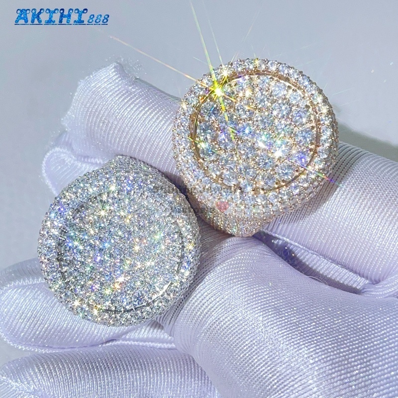 Solid Silver Pass Diamond Tester Hip Hop Iced Out Men Vvs Moissanite Rings 925 Sterling Silver