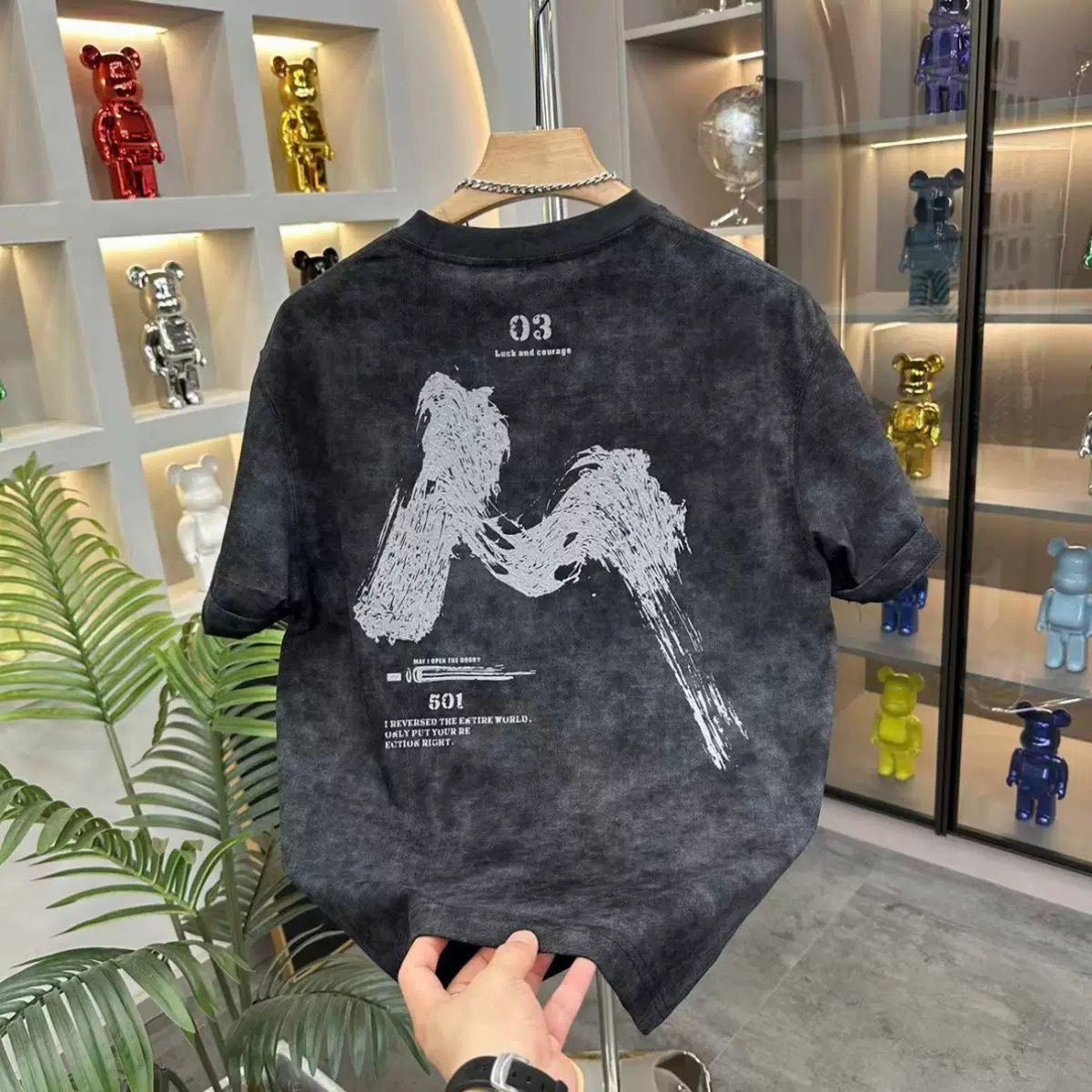 Printed Letter Trendy Casual INS-Style Slim-Fit Top Loose & Handsome Summer New Washed T-Shirt for Guys