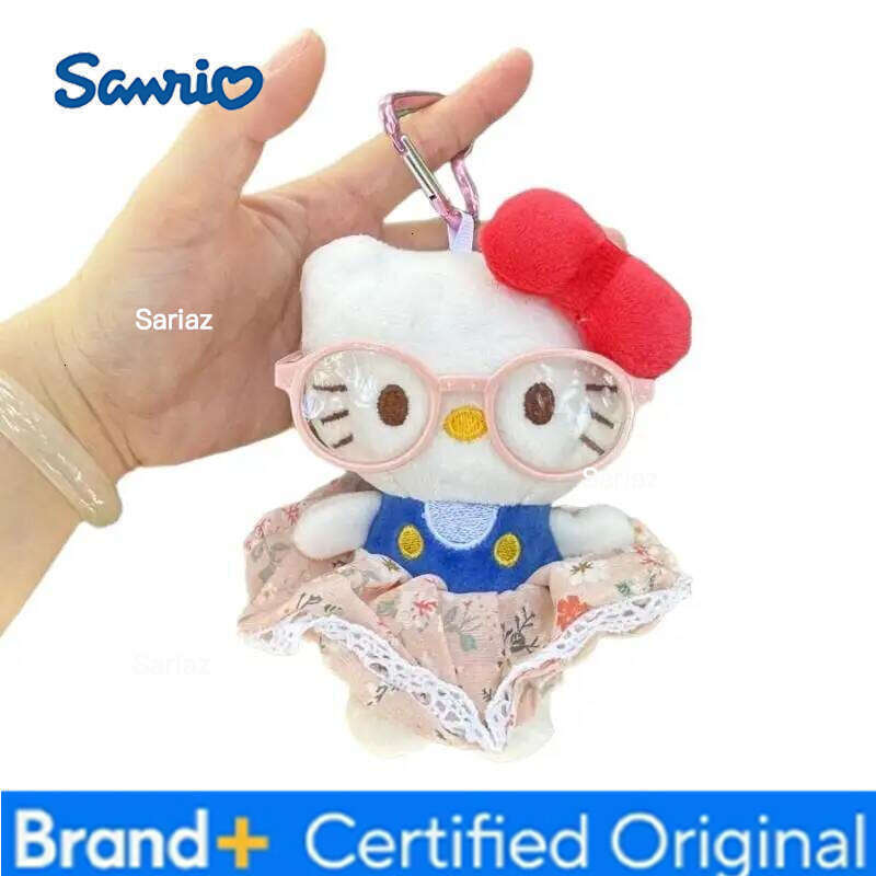 Sanrio Hello Keychain Anime Doll Kawaii Kitty Cat Gourmet Plush Hanging Key Chain Cute Backpack Decoration Accessories Girl Gifts H260105