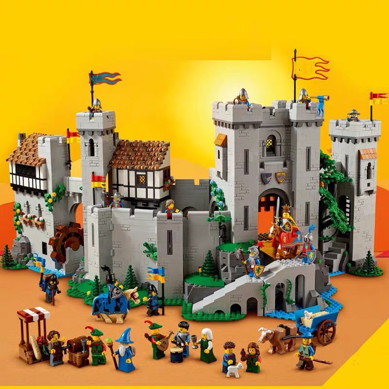 Cross-border 85666 Creative Medieval Architecture Wind Lion King Lion Knight's Castle Building Block Assembly Toy