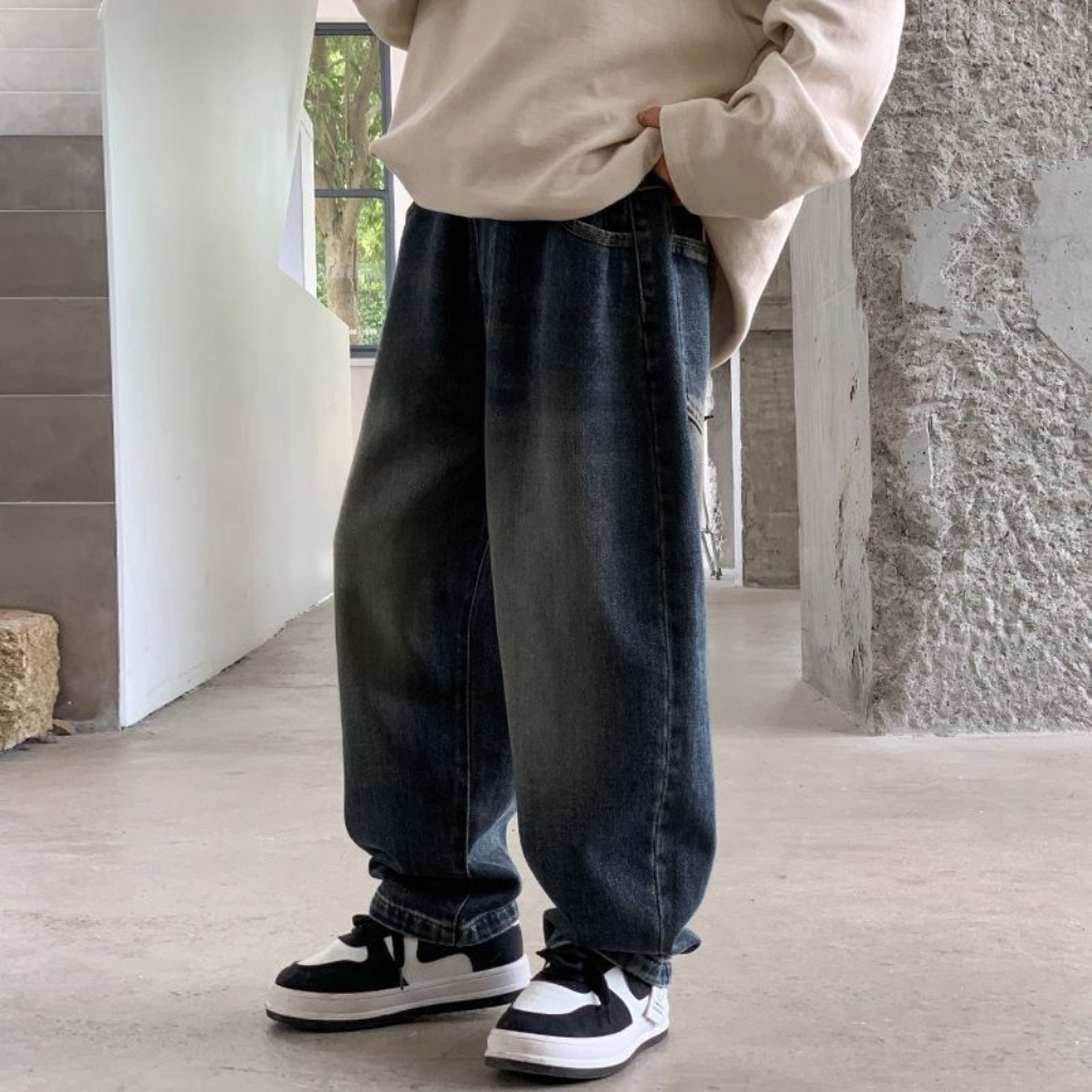 Boys' jeans for autumn and winter casual and versatile mid size children's new style rugged and handsome retro dark color trendy soft denim 