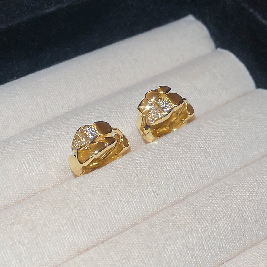 Real Gold Plated Zircon Snake Wrap French Retro Personality Fashion Design Sense Niche Earrings for Women - view 7