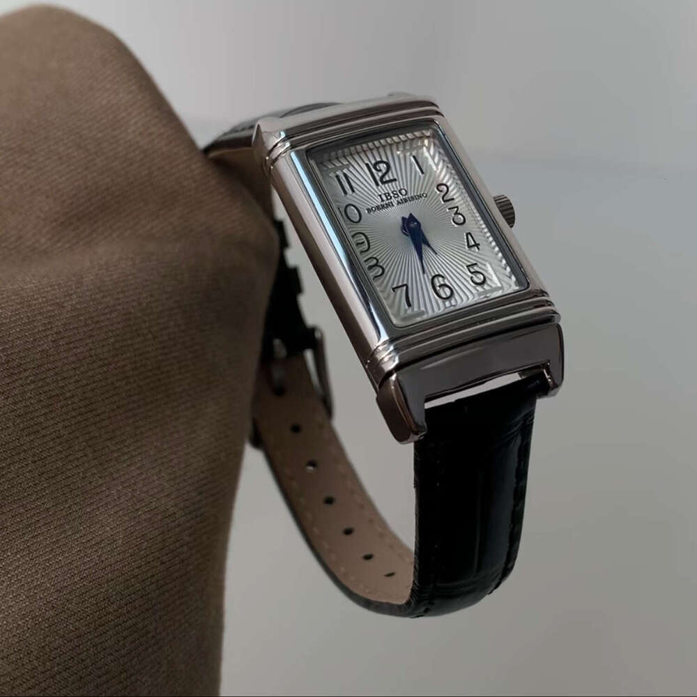 With Box Niche Style Sliding Design Genuine Leather Square Digital Women's Dainty Watch Free gift