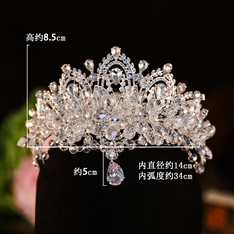 Bridal Crown Headpiece Crystal Forehead Pendant Korean and Japanese Wedding Dress Accessories Eighteen Wedding Crown Hair Ornament 240723