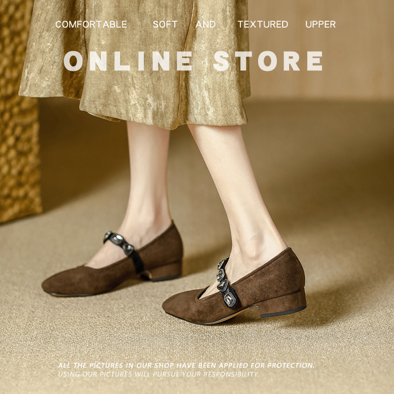 Autumn Women Round Toe Mary Jane Fashion Rivet Ladies Elegant Dress Shoes Soft Flat Heel Ballerinas Sh 241014
