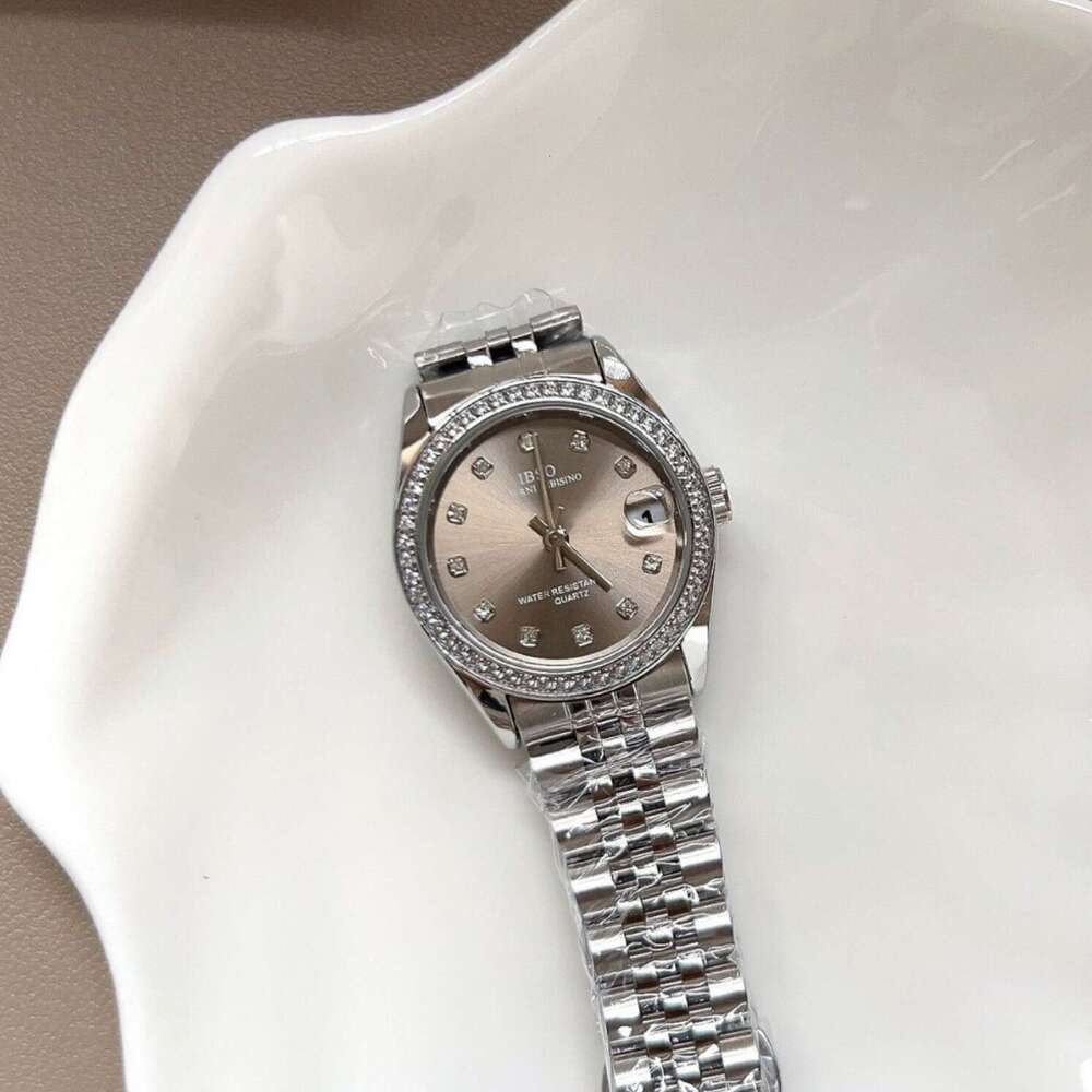 With Box New Steel Dainty Band Watch with Diamonds Large Dial Calendar Design Cool and Elegant Women's Watch Free gift