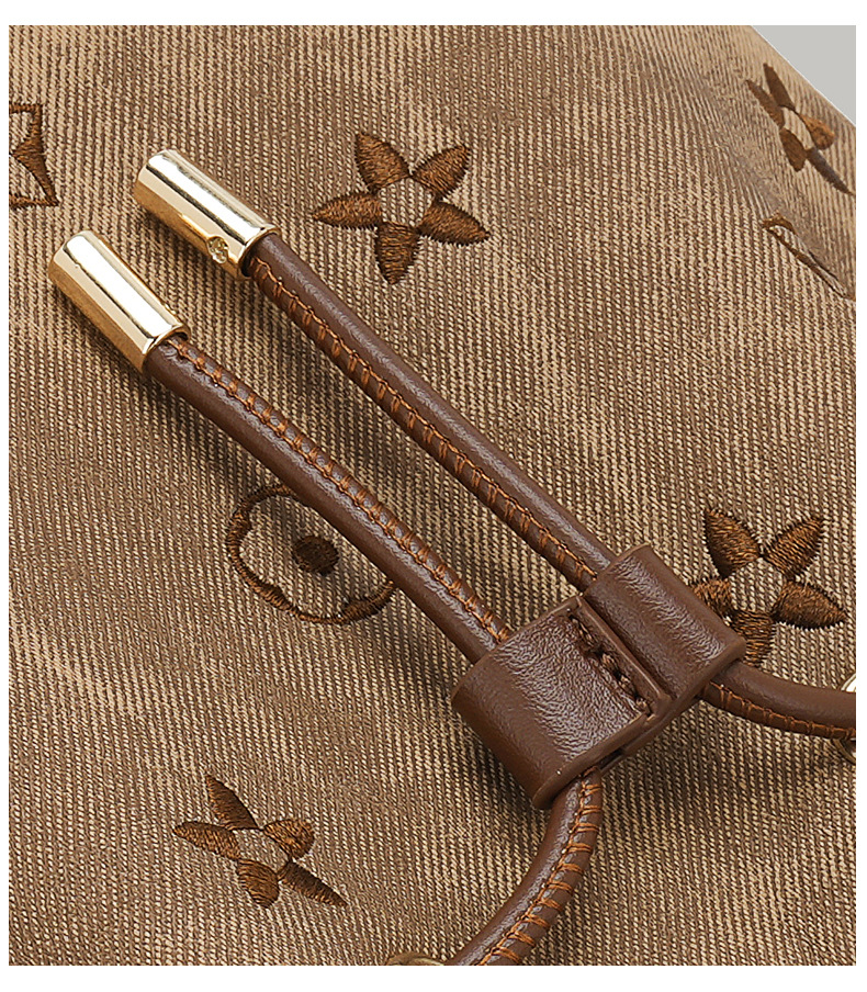 Vintage Monogram Canvas Bucket Bag Braided Handle Crossbody Purse With Cute Charms Free shipping