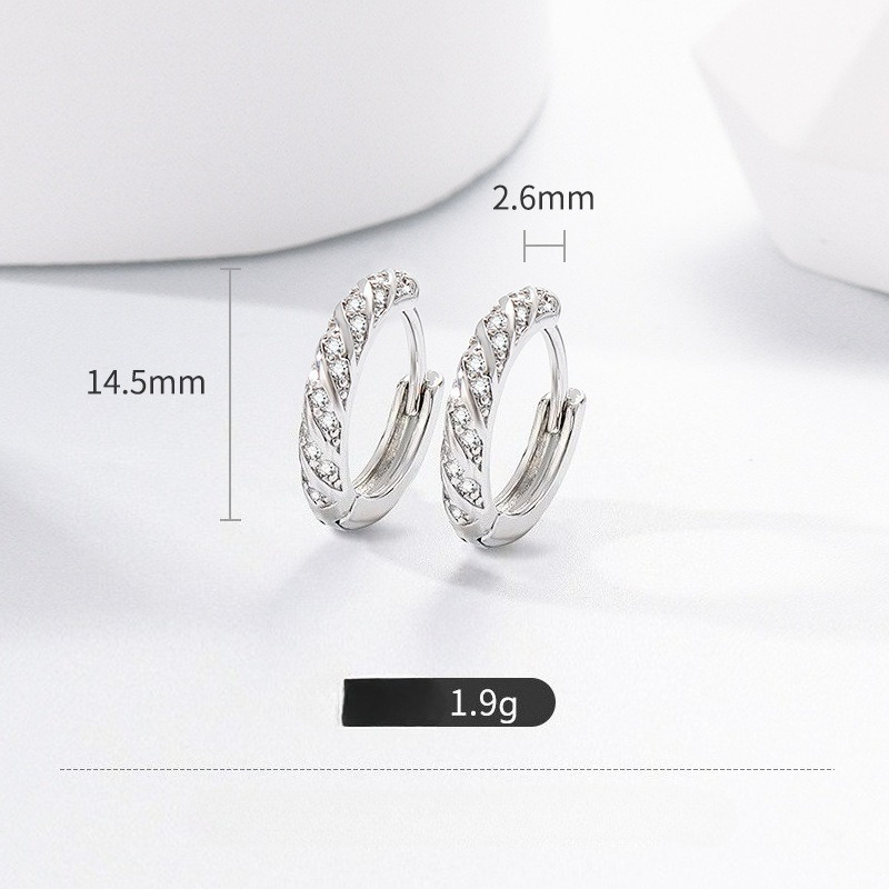 Design Jewelry Korean Style Sleep Friendly Hoop Earrings Light Luxury High Grade Silver Plated Zircon Ear Rings for Women Hypoallergenic Ear Care Dail