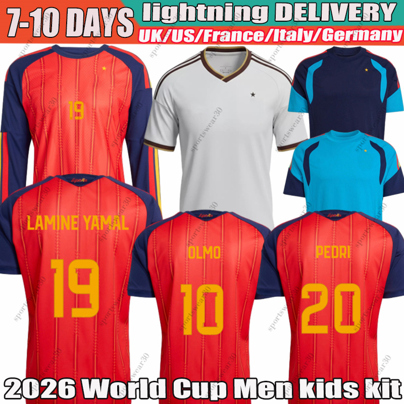 2026 Spain #19 Lamine Yamal Pedri Soccer Jerseys WILLIAMS RODRIGO Olmo Gavi Merino Joselu Carvajal Zubimendi 26 27 Football Shirt Men Kids Kit