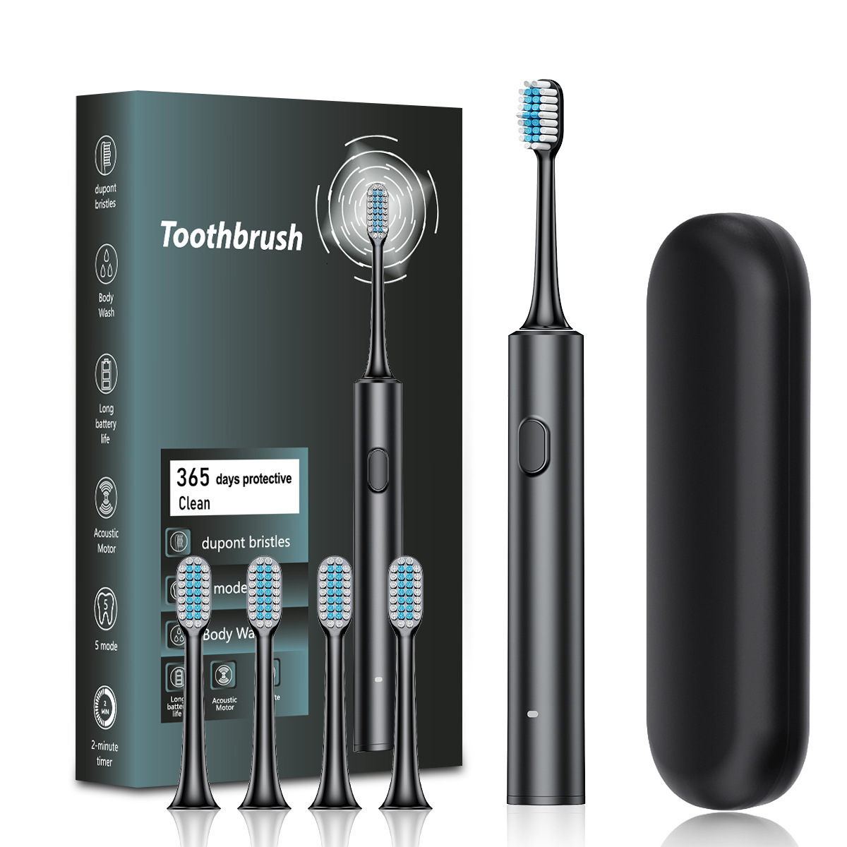 Electric Toothbrush with 8 Brush Heads 4 Modes 3 Adjustable Speeds for Adults Rechargeable Toothbrush 250424