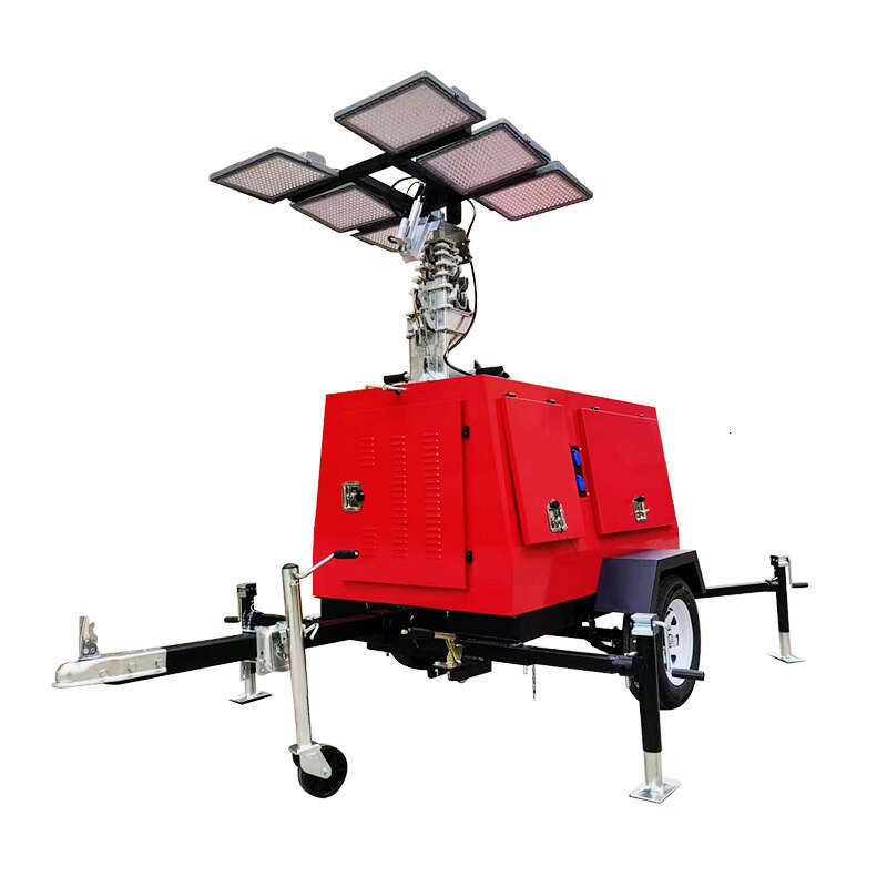 Portable Diesel Light Tower with 5KW Silent Generator and 4x1000W Metal Halide Lamps for Heavy Duty Industrial Night Work Site Lighting