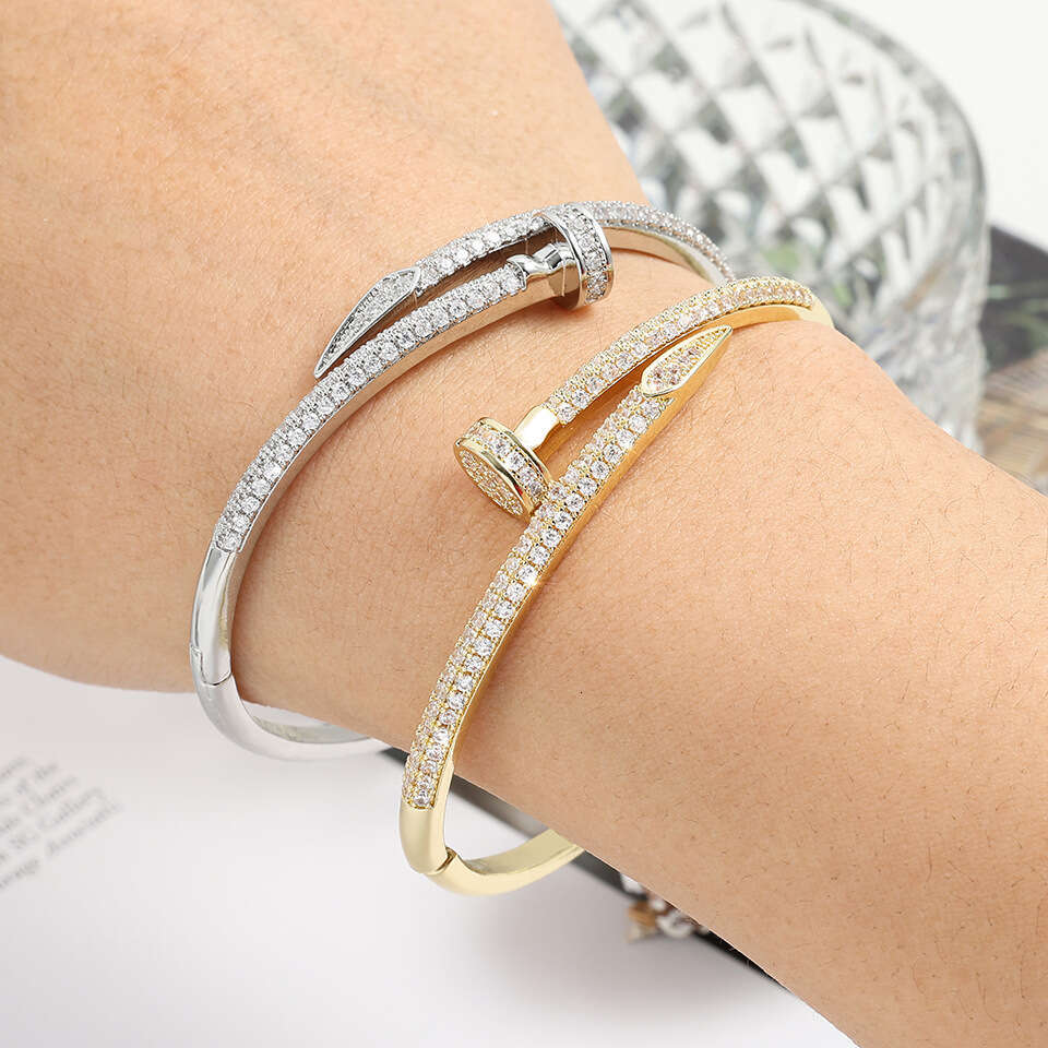 Fashion Micro-Inlaid Zircon Nail for Women High-End Feel Non-Fading Light Luxury Bracelet Niche Versatile Trendy Jewelry