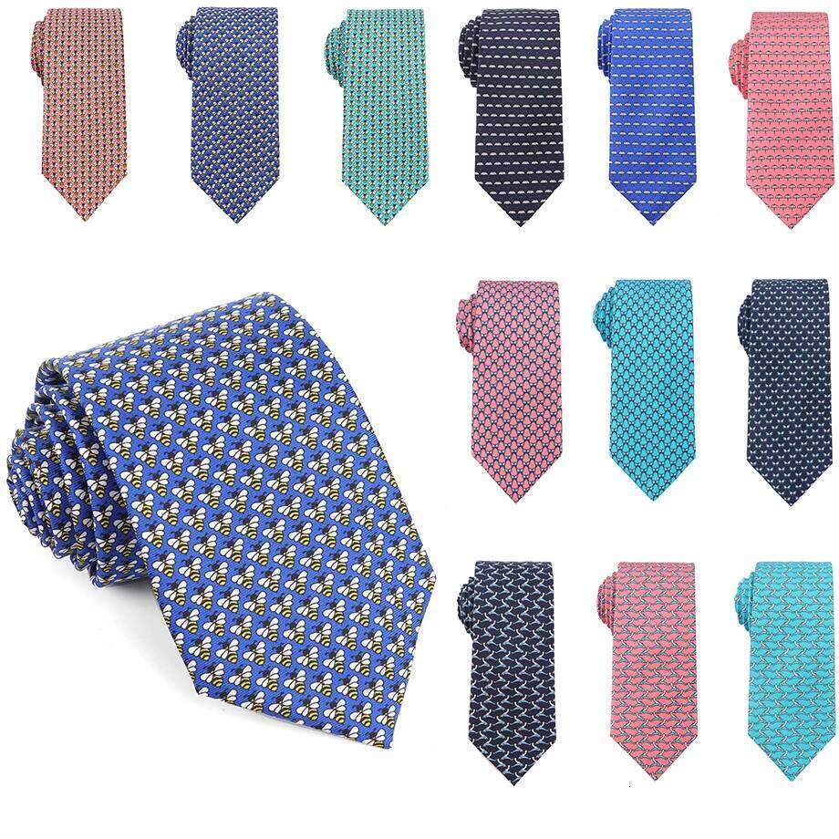 Tailor Smith 100% Silk Ties For Men Fashion Necktie With Bee butterfly sailboat Animal Pattern Tie Father's Day Birthday Holida 26Y0122